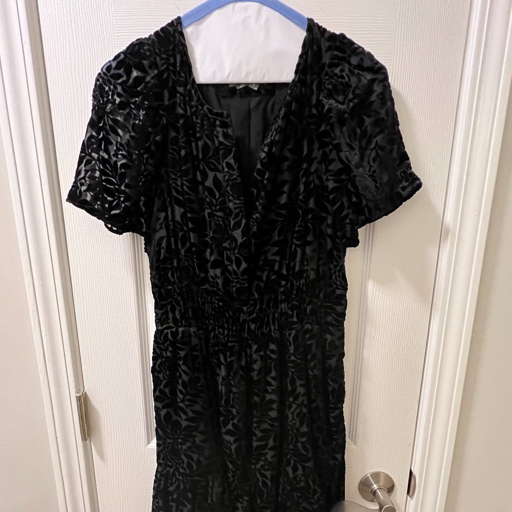 Anthropologie The Somerset Mini Dress Black Velvet, Size Small